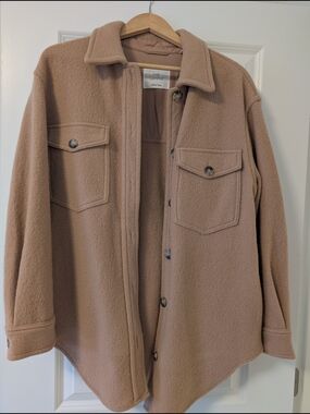Aritzia Ganni Neutral Taupe Shacket